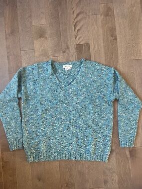 White Stuff Women’s Teal Speckled V-Neck Sweater